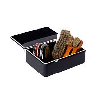 Black Leather Box Shoe Kit / 3 brushes / 2 polishes / Shoehorn and cotton / 5970