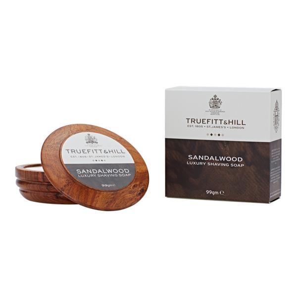 Sandalwood Luxury Shaving Soap in wooden bowl